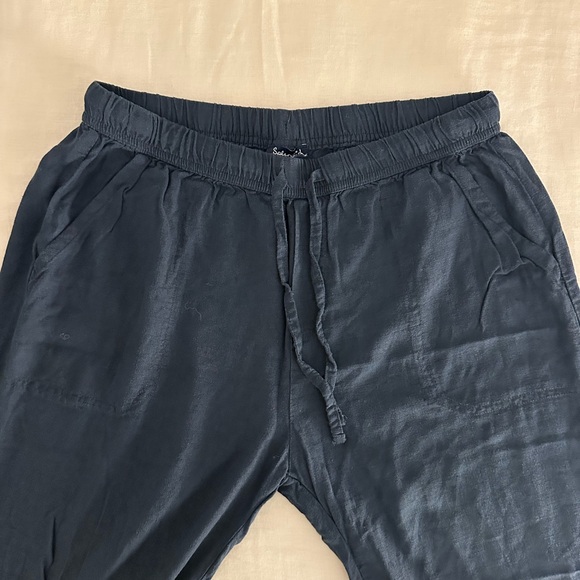 Splendid Navy Blue Linen Joggers - Picture 2 of 5